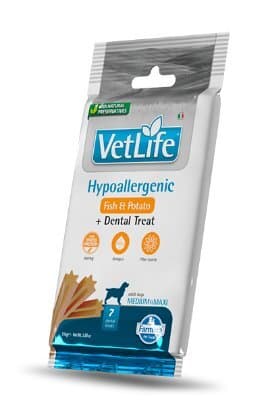 Vet Life Hypo Fish & Potato poslastica za pse, med/max 100 g