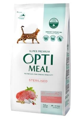 Optimeal hrana za sterilisane macke govedina i sirak 1.5kg